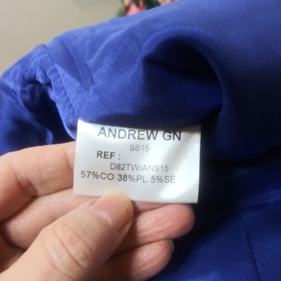 Andrew Gn 2015 Royal Blue, Black & White Trapunto/Quilted Style Skater Dresd - Picture 6 of 9